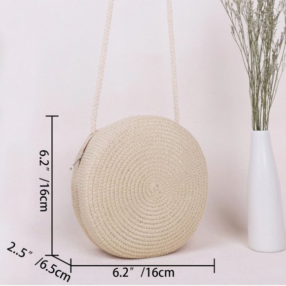 Beige Mini Straw Round Bag - Picture 2 of 4